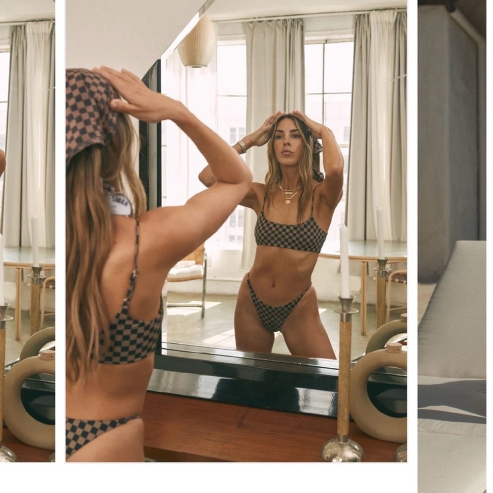 Tan + Lines by Sivan Ayla checkered swimsuit in EUC.